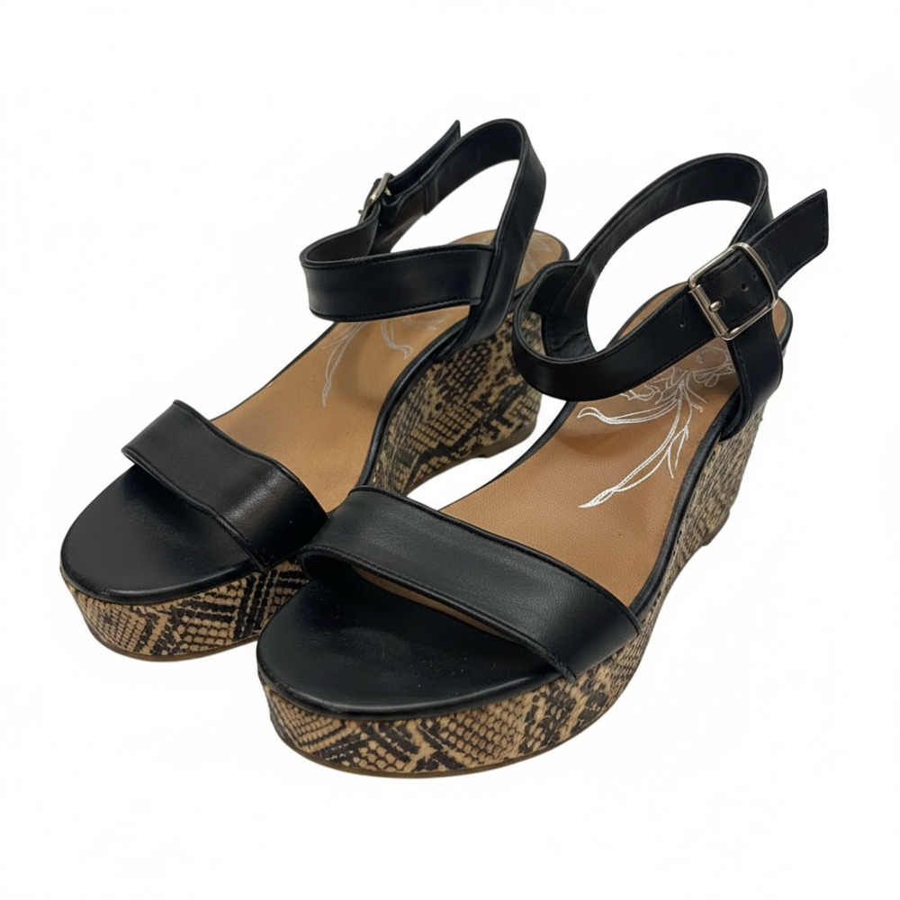 DV by Dolce Vita Brynn Ankle Strap Woven Platform Sandals Black